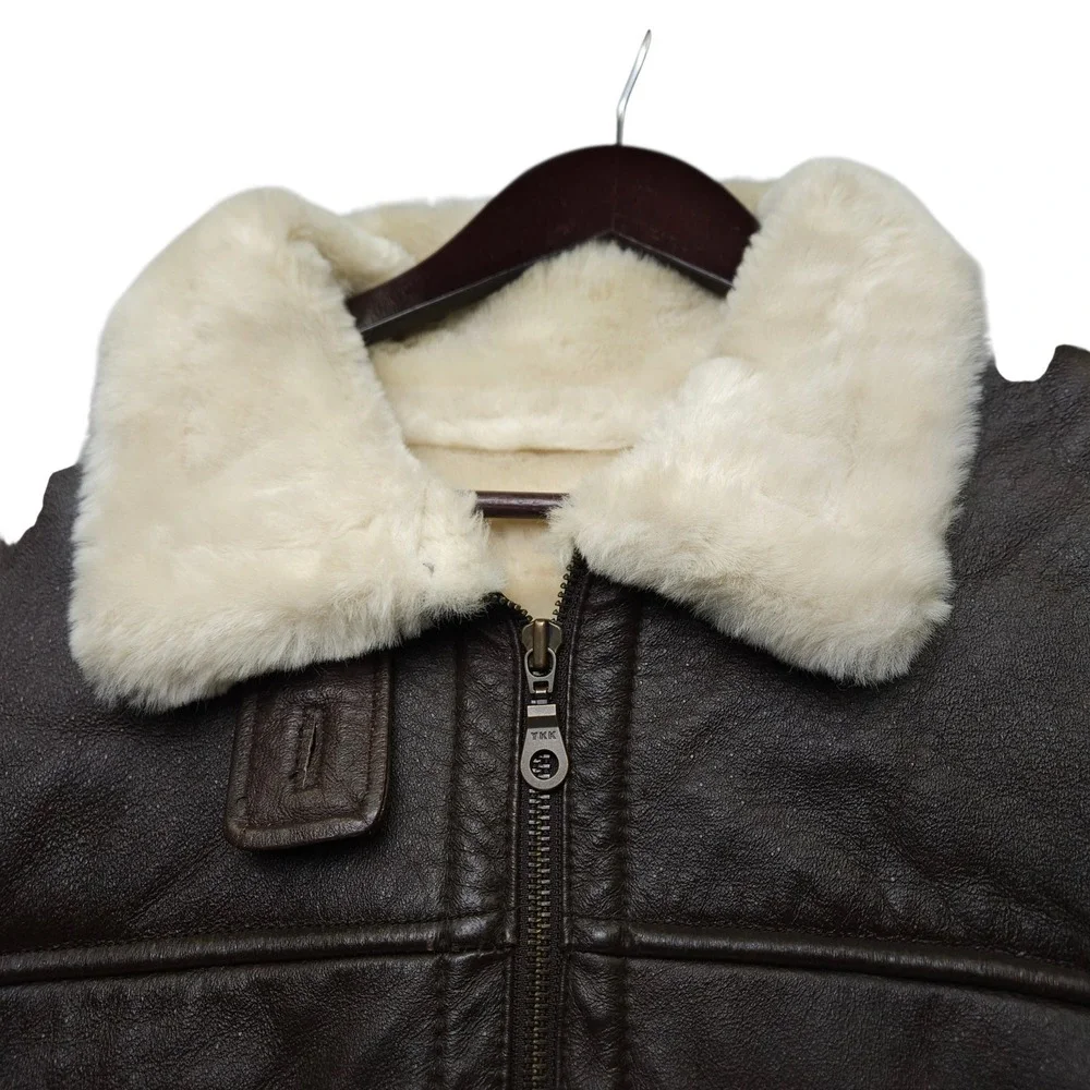 Wilsons Leather Men's B-3 Bomber Jacket Mens XL Brown Faux Fur Lined